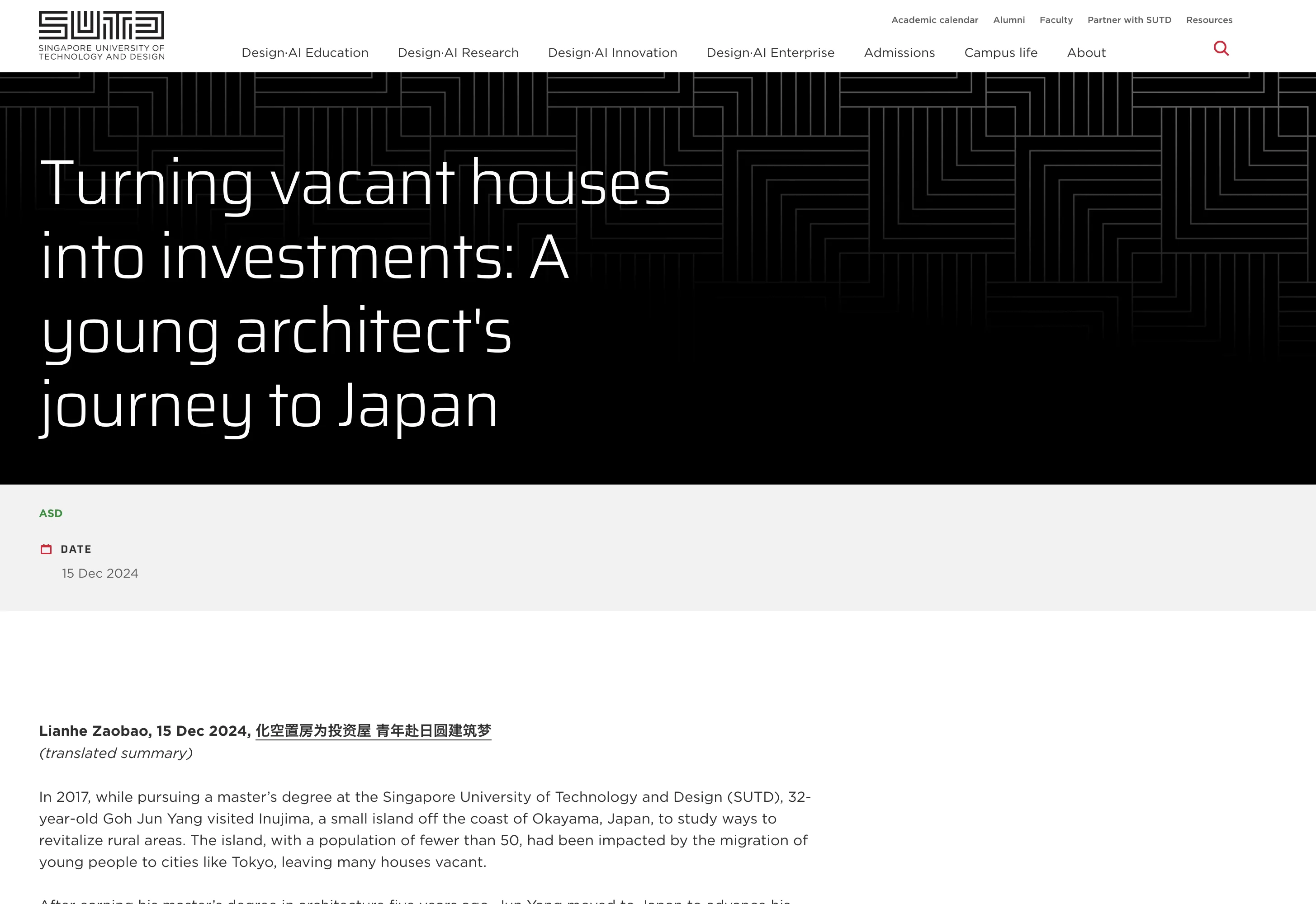 Turning vacant houses into investments: A young architect's journey to Japan