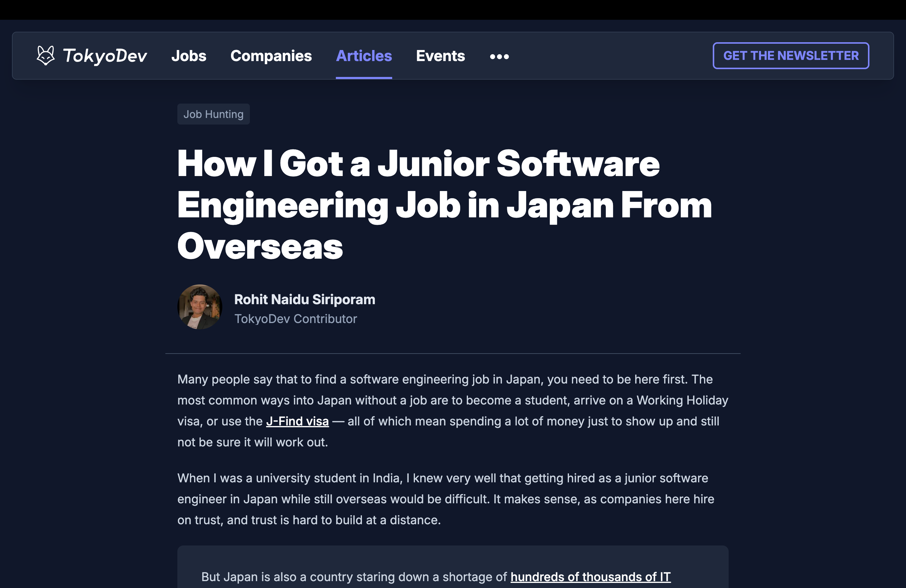 AKIYA2.0 Tech Lead Rohit Naidu Featured in TokyoDev